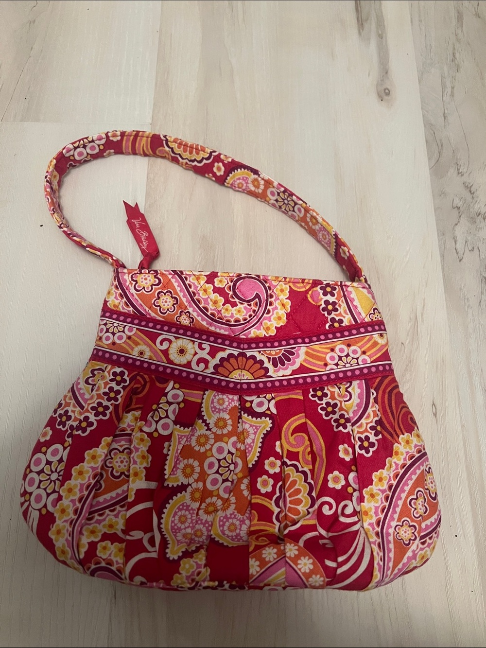 Vera Bradley Red Pink Yellow Paisley Quilted Shoulder Bag